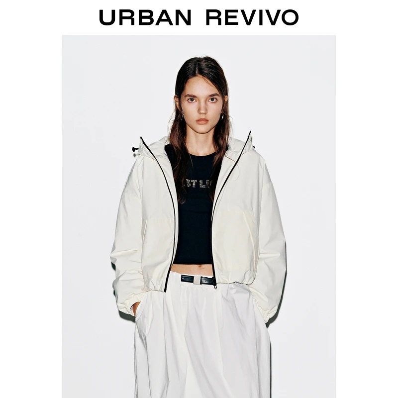 UR2025冬季新款女装户外休闲拉链抽绳连帽羽绒服UYY150095