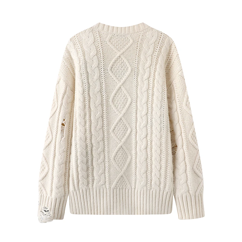 【涂鸦奶昔】毛衣套头做旧高领套头时尚镂空宽松半高领圆领.A008