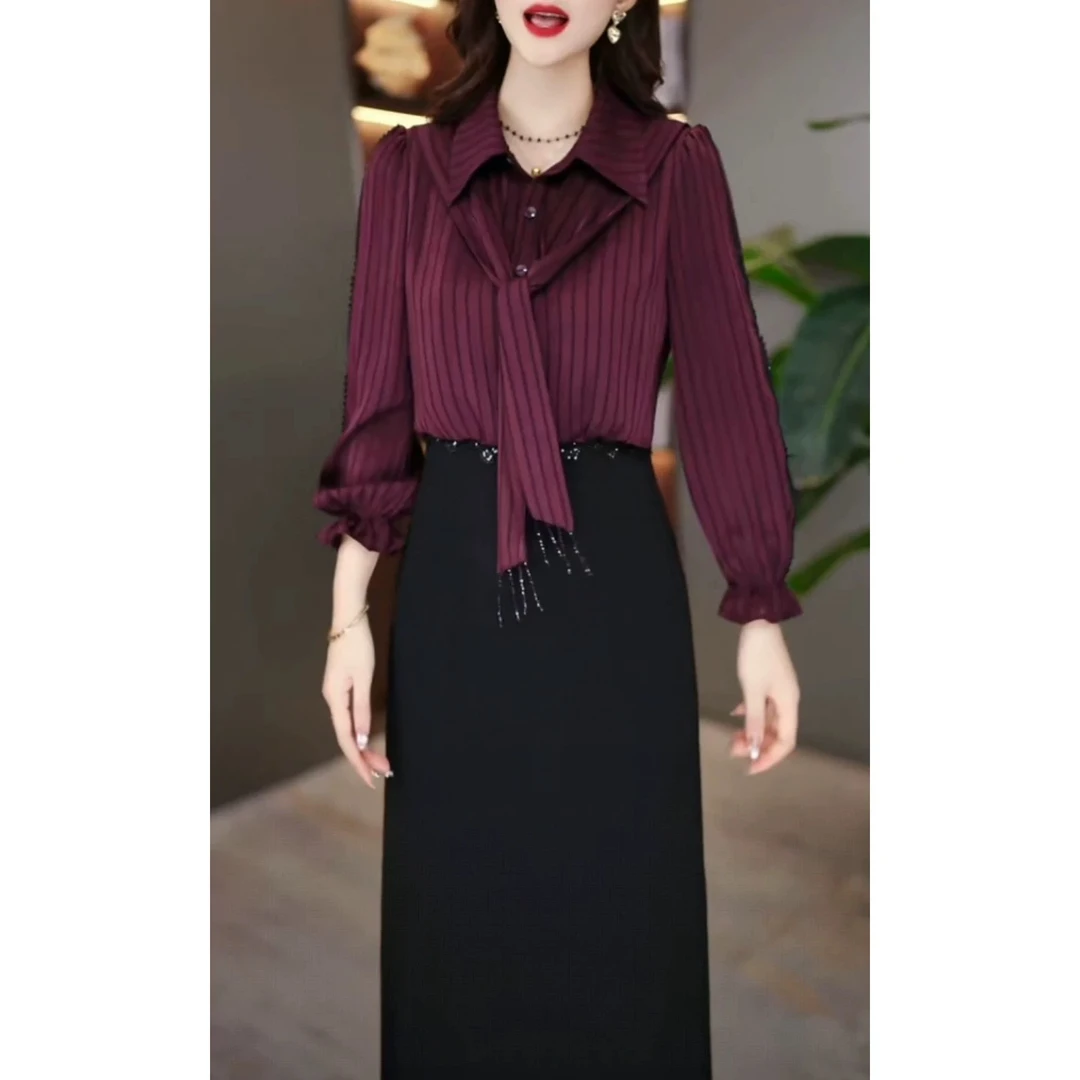 【连衣裙】2025秋季新款洋气时尚显瘦修身气质连衣裙MY25Y2312