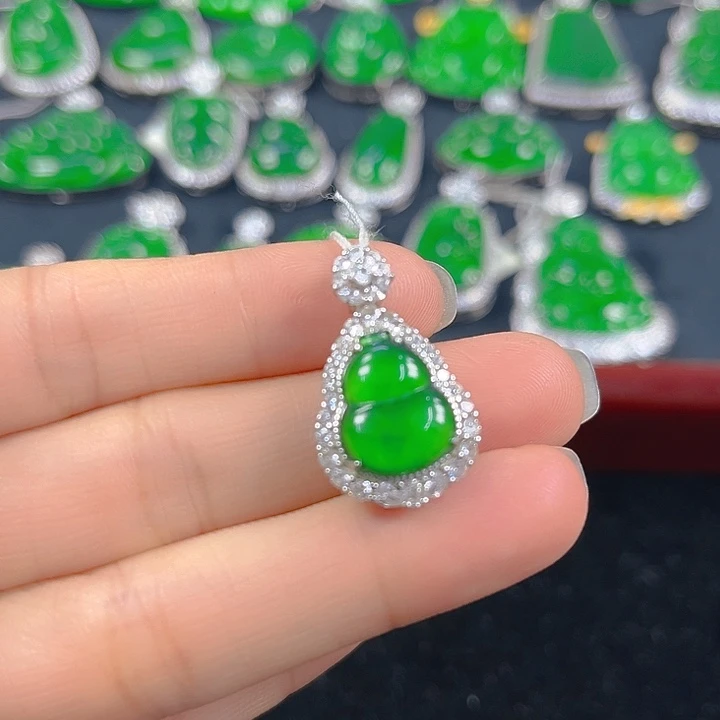翡翠银S925镶嵌吊坠(不含链)