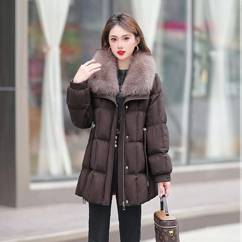 鸭绒服真毛领新款羽绒服冬季洋气保暖时尚显瘦加厚羽绒女