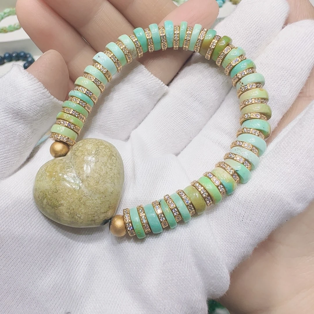 绿松石银S925镀金镶嵌原矿绿松石