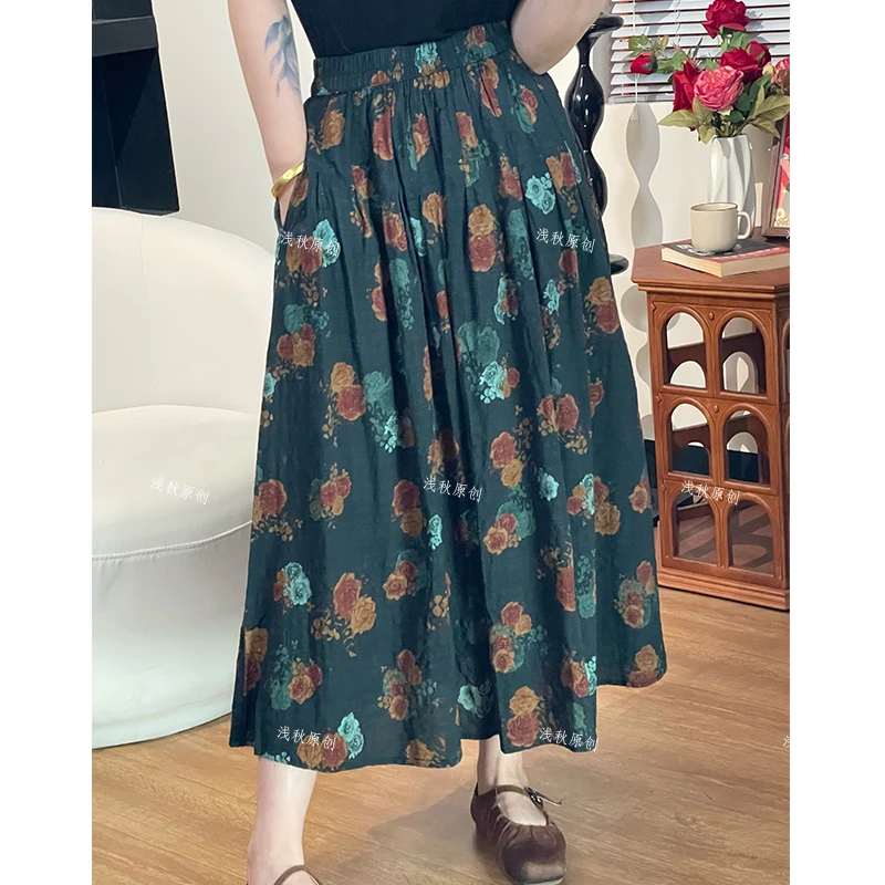 新款扎染半裙百搭显瘦春夏文艺半身裙女松紧腰03