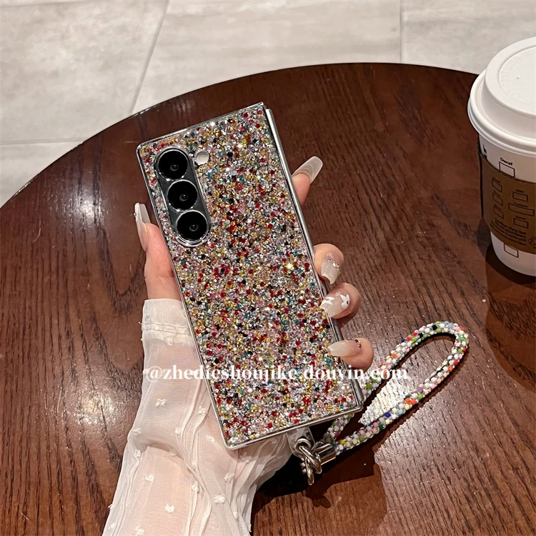 适用三星zfold7/6/5手机壳w24折叠屏高级感彩色镶钻链条保护壳女