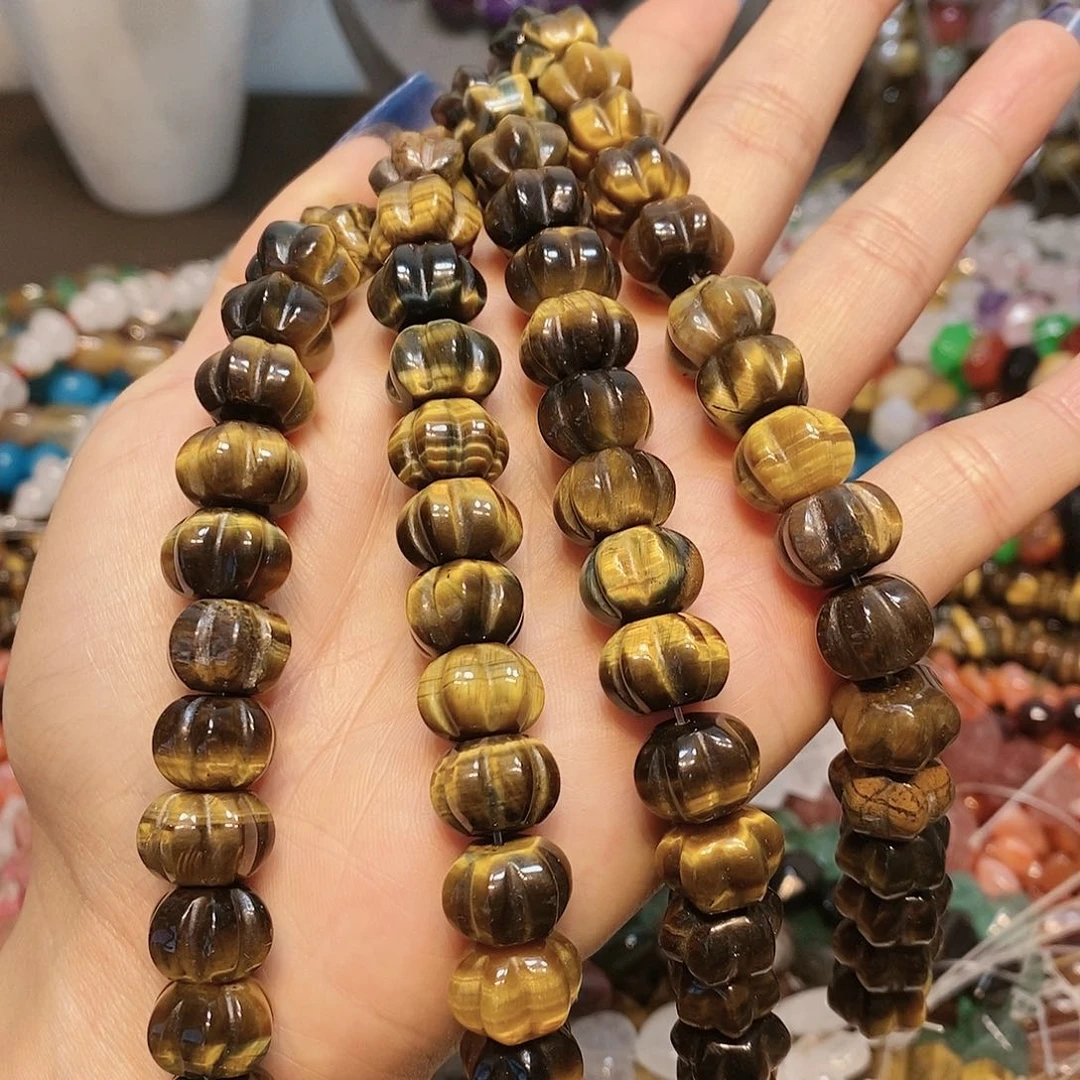 玛瑙/玉髓散珠14mm手工雕刻件南瓜短条