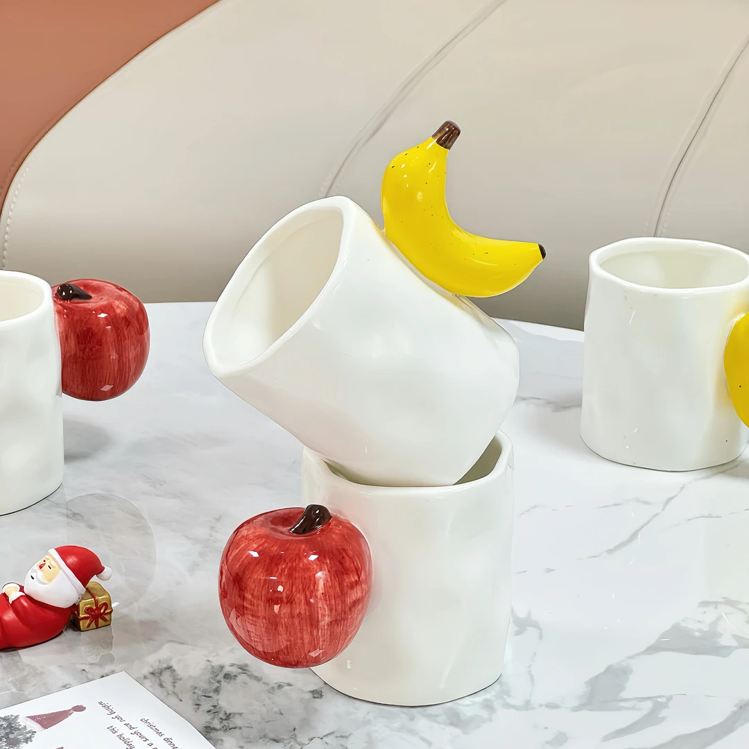 创意蕉个朋友苹果杯香蕉杯陶瓷马克杯装饰情侣杯生日礼物咖啡水杯
