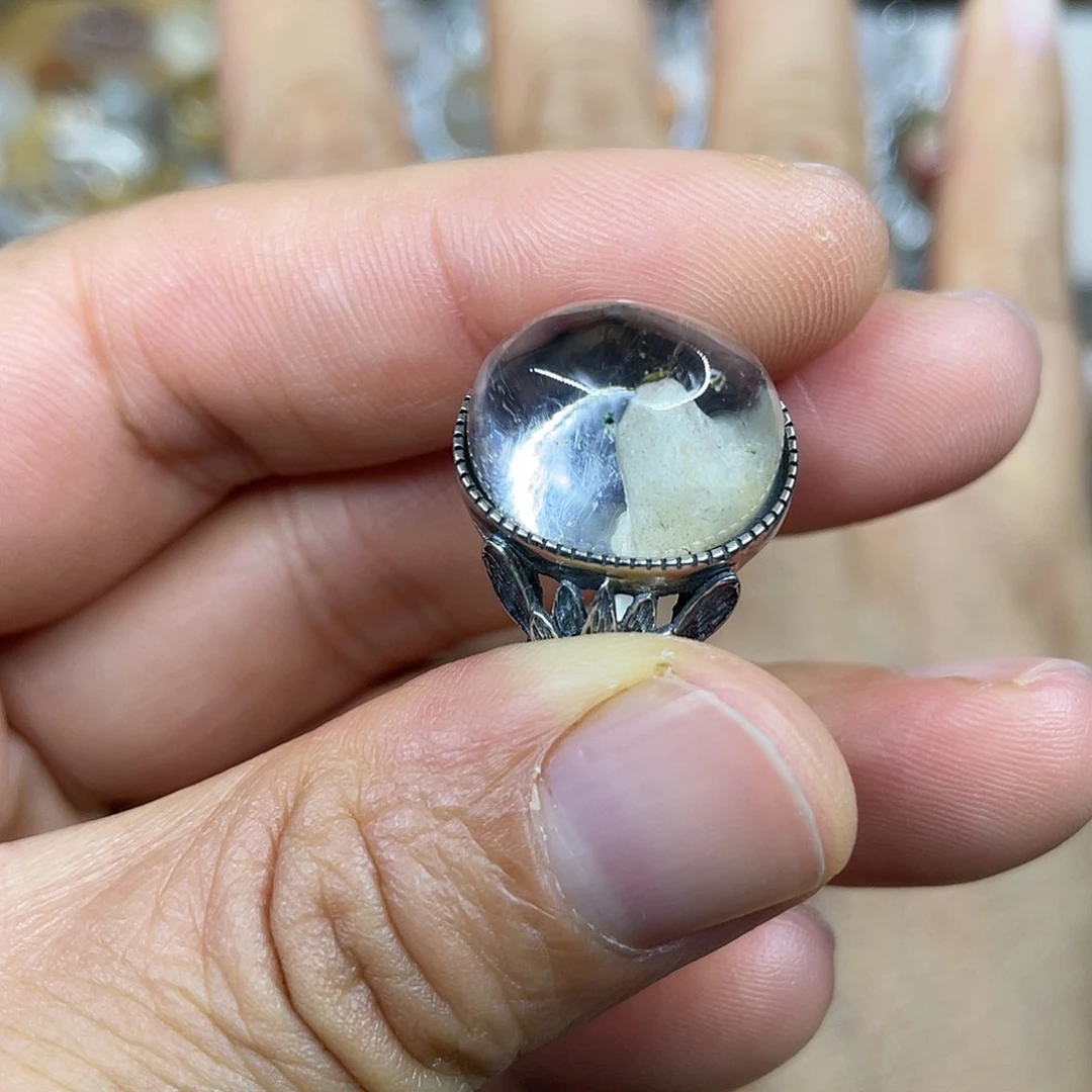 【闪购商品】银S925镶嵌珠宝半成品水晶戒指