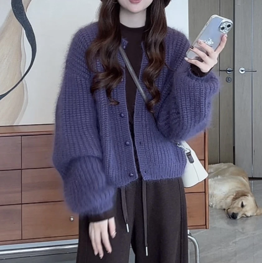 5395647紫色纽扣针织毛衣乐乐家优选专享链接99-H