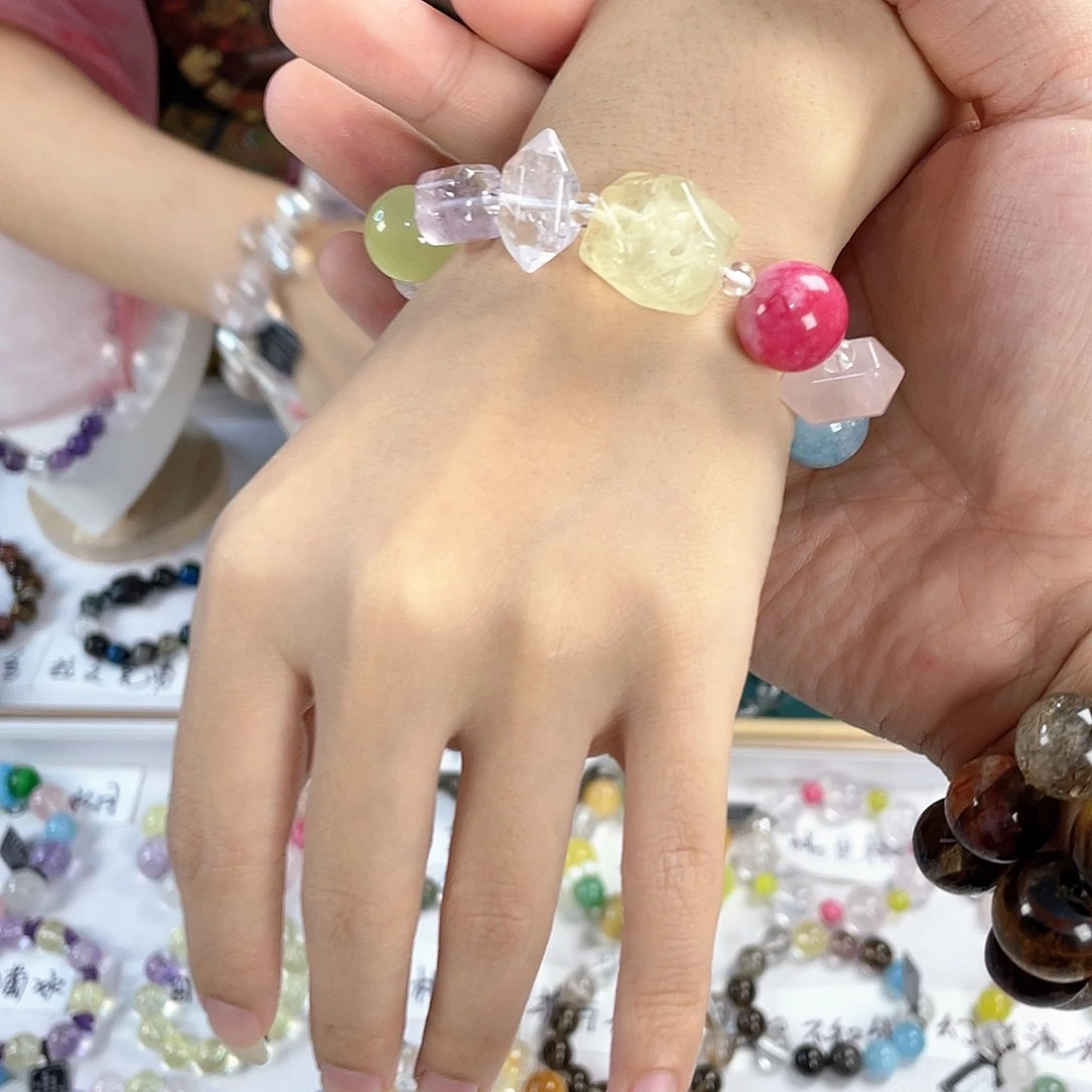 水晶手链银S925镀金镶嵌