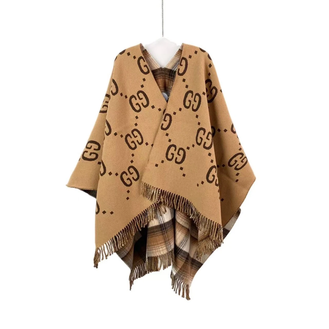 99新 GUCCI/古驰 AA2115  羊毛 logo双面斗篷 均码