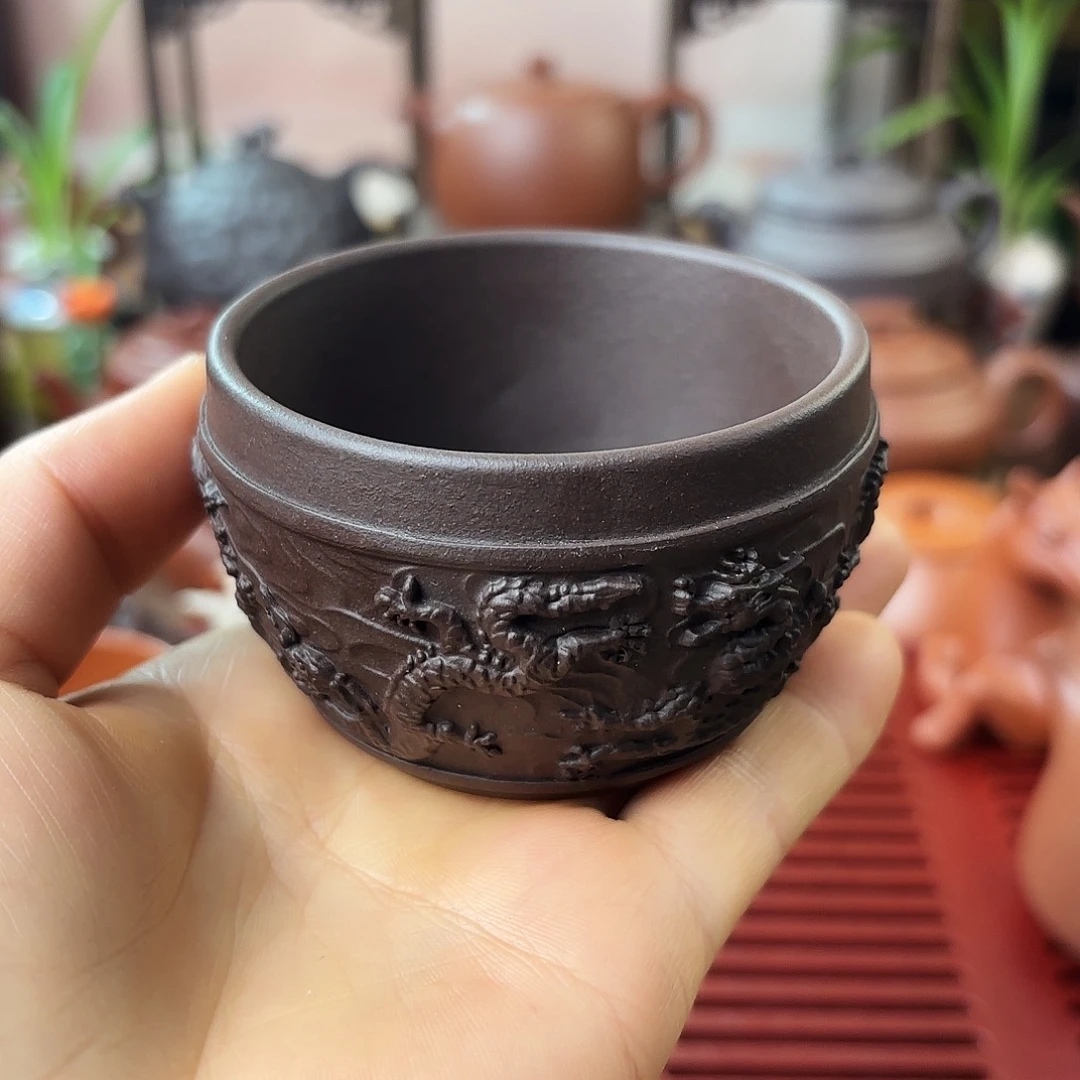 茶壶紫砂主人杯老紫泥100cc