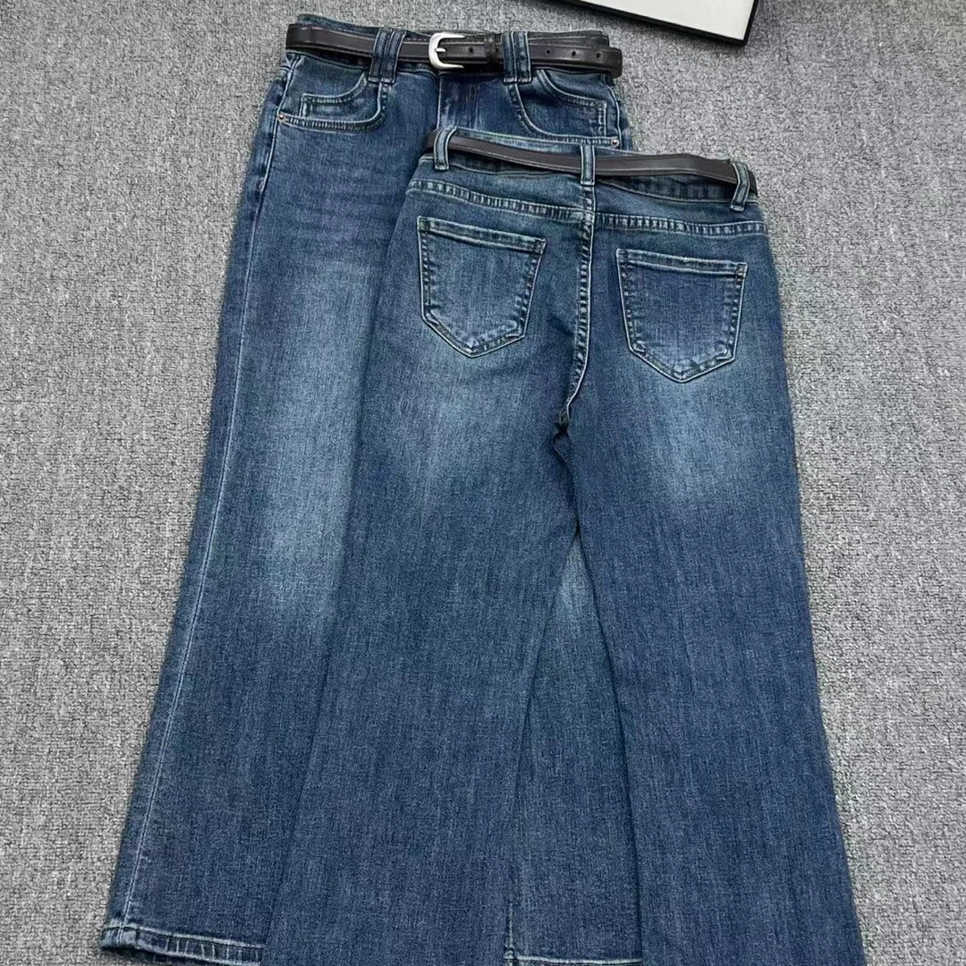 秋季新款高腰显瘦大码女微喇叭牛仔裤弹力贴腿