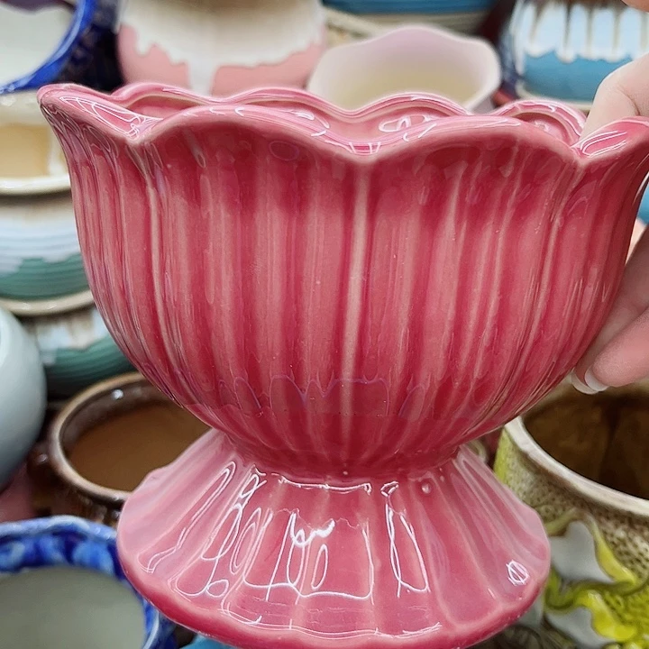 多肉绿植陶瓷花盆9.9包邮，有孔