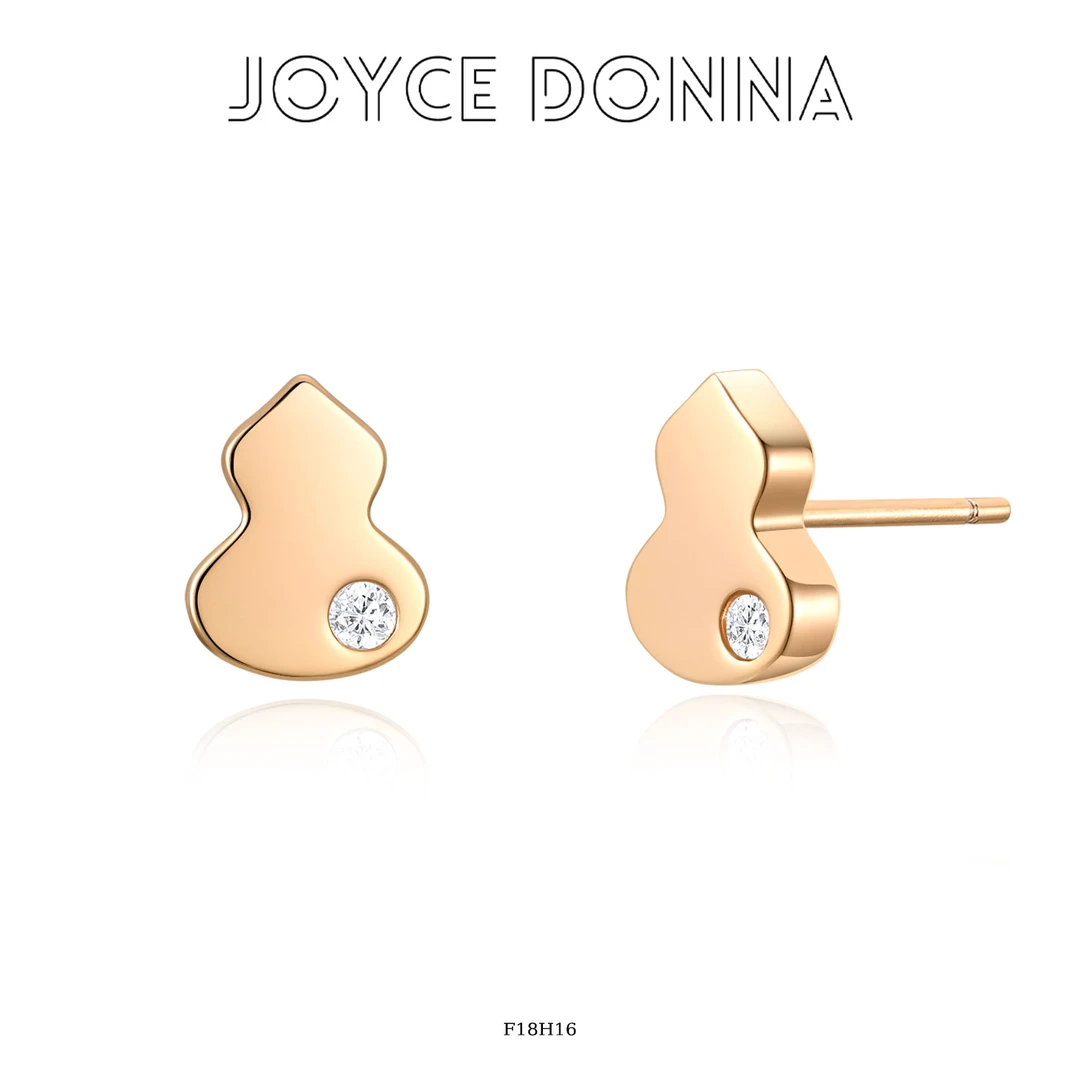 镀K金 法式气质精致百搭光面葫芦耳环 F18H16