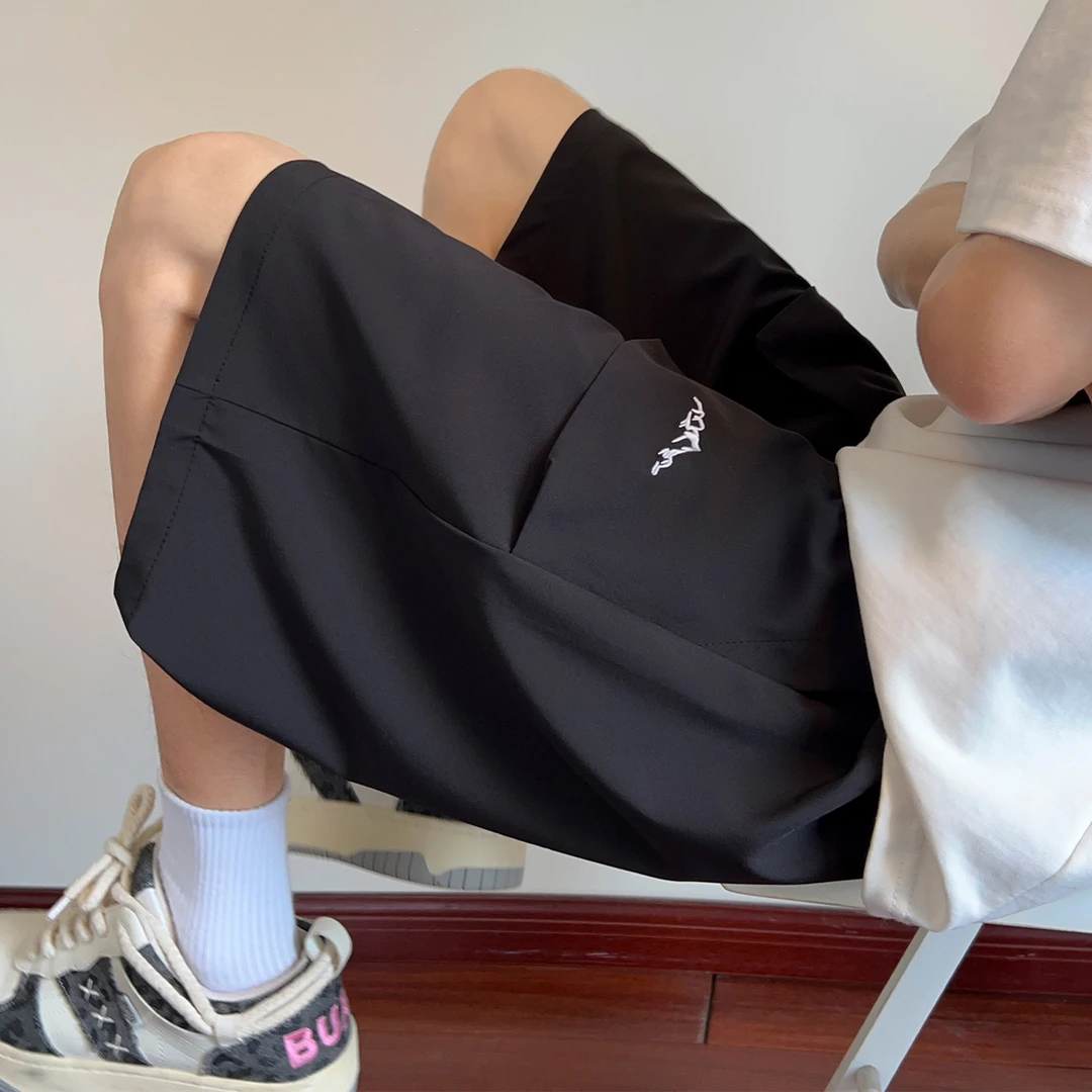 霄桂姿青少年短裤港风宽松夏季薄款凉感直筒裤休闲百搭男运动中裤