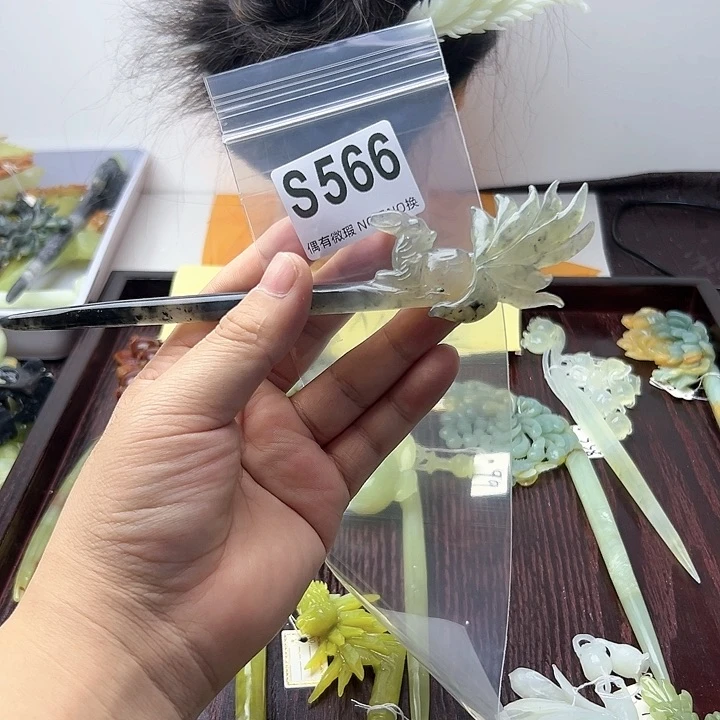 蛇纹石玉发饰合金冷***夜