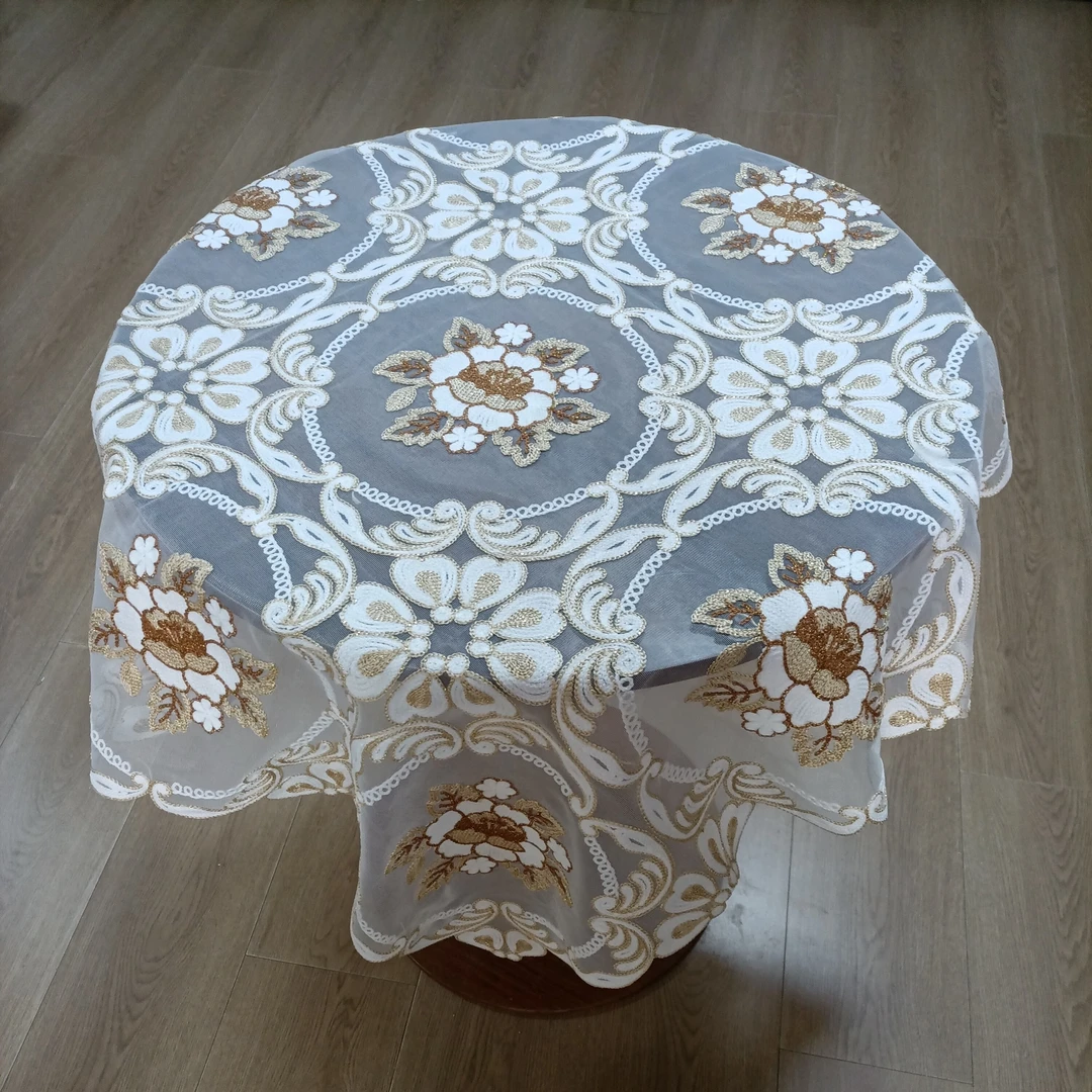 C20 毛绒绣咖牡丹 (90X90方）沙发靠背，立式空调，方桌圆桌盖巾