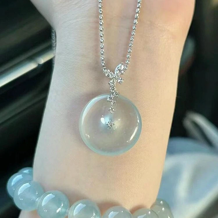 铜陶瓷吊坠 新中式四叶草平安扣吊坠项链女轻奢小众高级锁骨链百