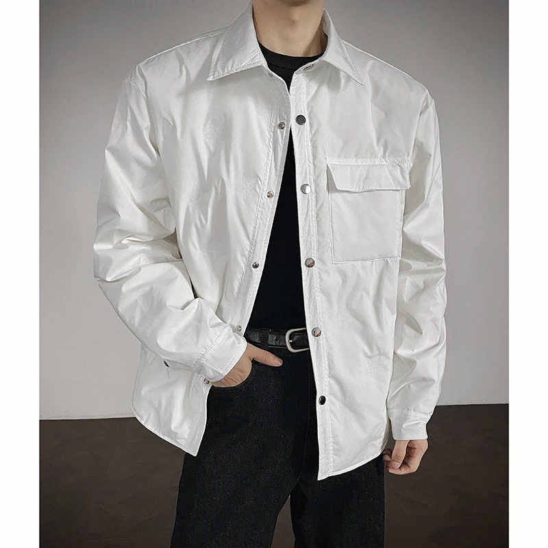 老钱风翻领衬衫外套内搭男女加厚