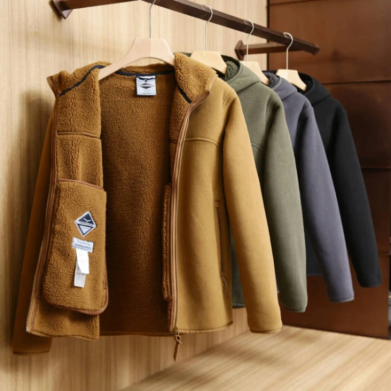 一件过冬秋冬男女情侣时尚连帽加绒加厚防风保暖摇粒绒外套9001