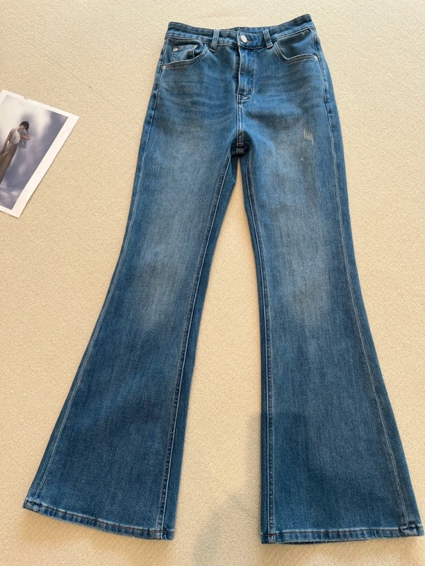 2025春夏新款高腰时尚百搭显瘦牛仔喇叭裤