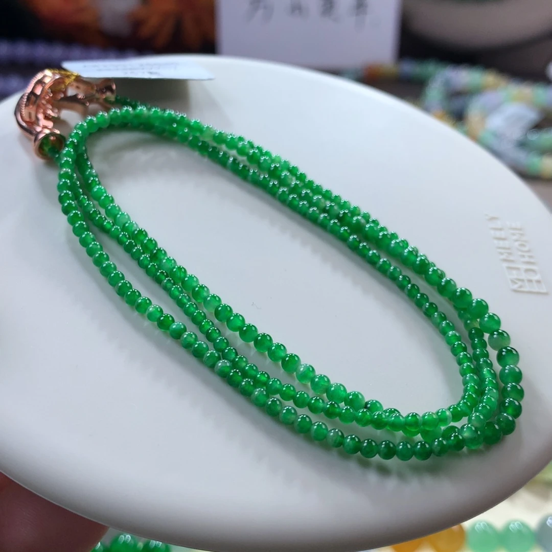 翡翠手链未镶嵌辣阳绿小米项链 卡2到3
