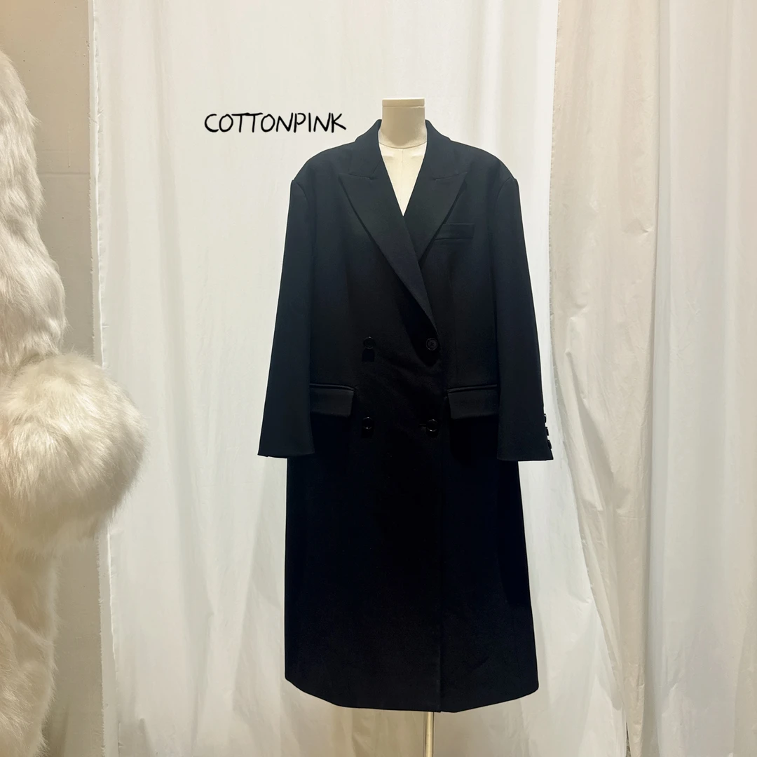 COTTONPINK女装设计师款潮流百搭经典秋冬长款西装大衣女