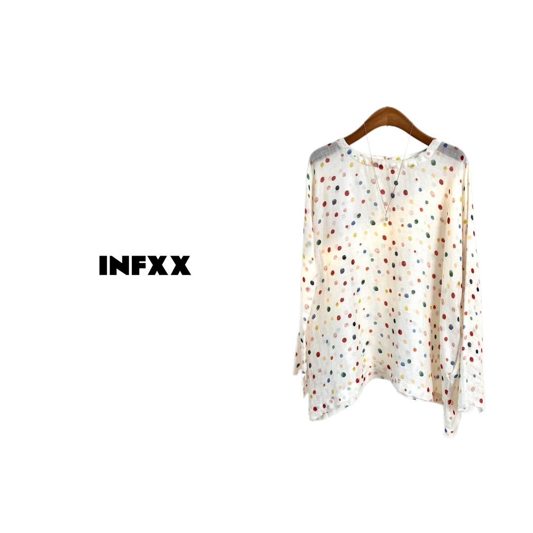 南法多彩盛夏苎麻波点空气防晒衫