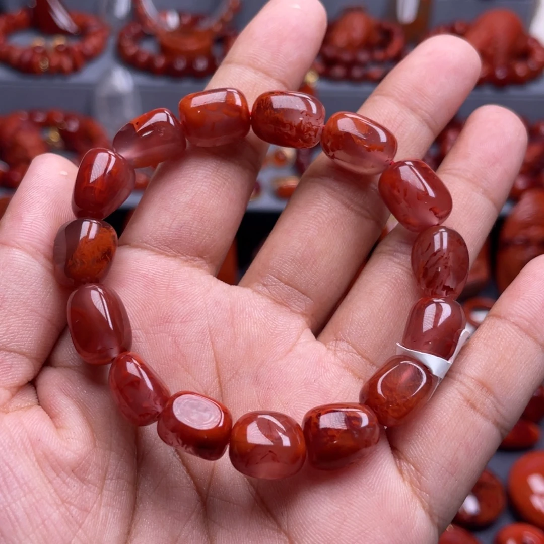南红玛瑙未镶嵌珠宝奇石单圈10mm