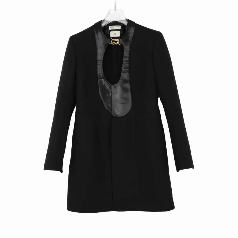 BOTTEGA VENETA/葆蝶家女式时尚长款风衣外套休闲风黑色大衣