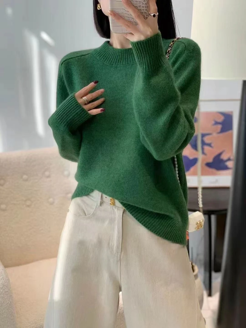 小苹果！女士半高领三股加厚纯色针织衫