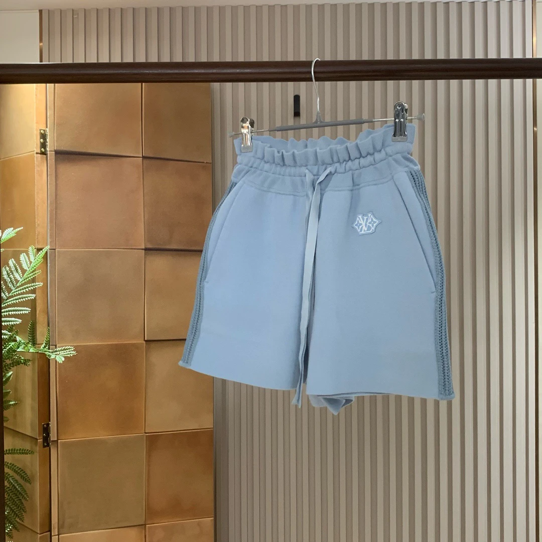 Lv新款蓝色羊绒三花标语短裤/xs码/全新原吊/15515