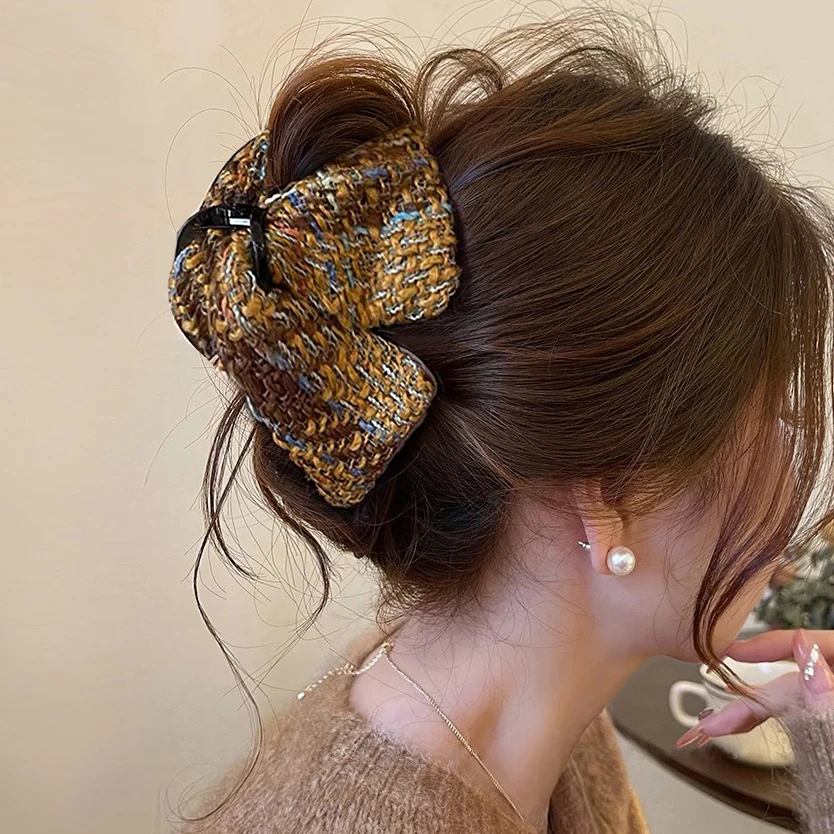 复古编织三角抓夹女高级感饱满后脑勺发夹2025新款秋冬鲨鱼夹发饰