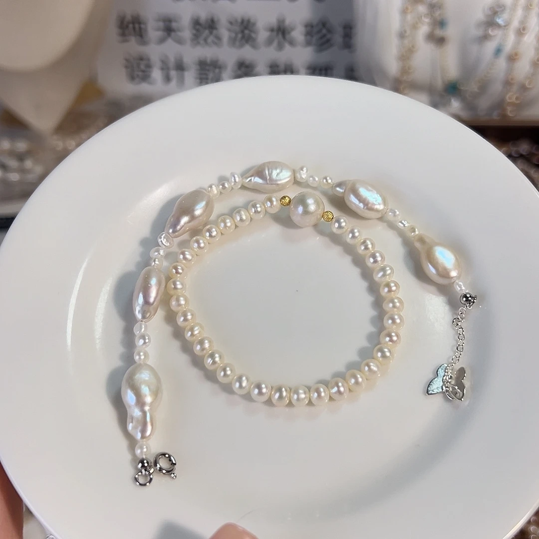 淡水珍珠时尚设计款淡水珍珠银S925镶嵌