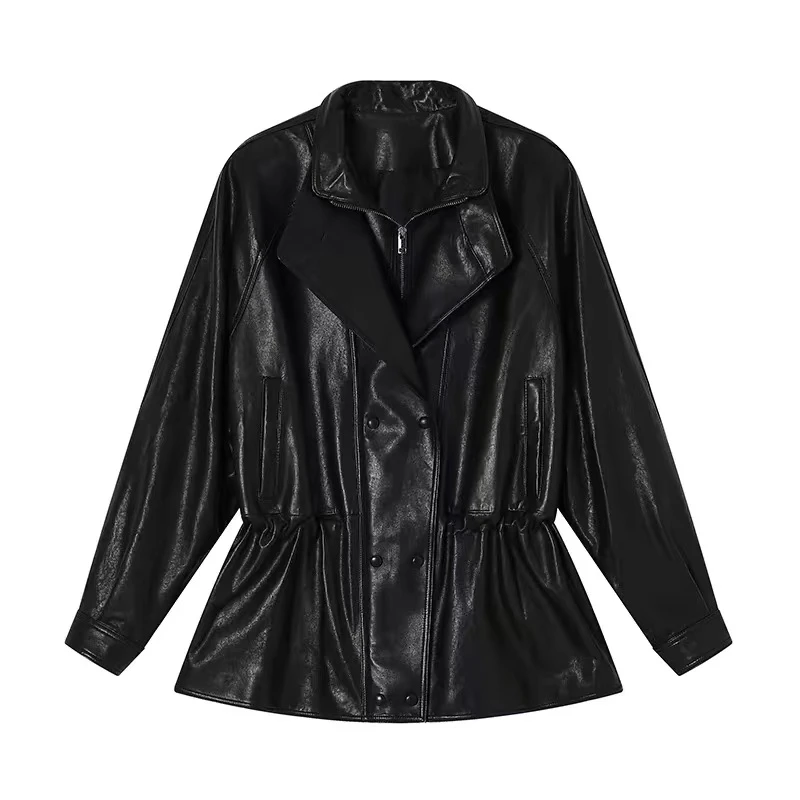 AL2503冷翡翠进口绵羊皮真皮皮衣女装外套蜡感植鞣2025新款时尚