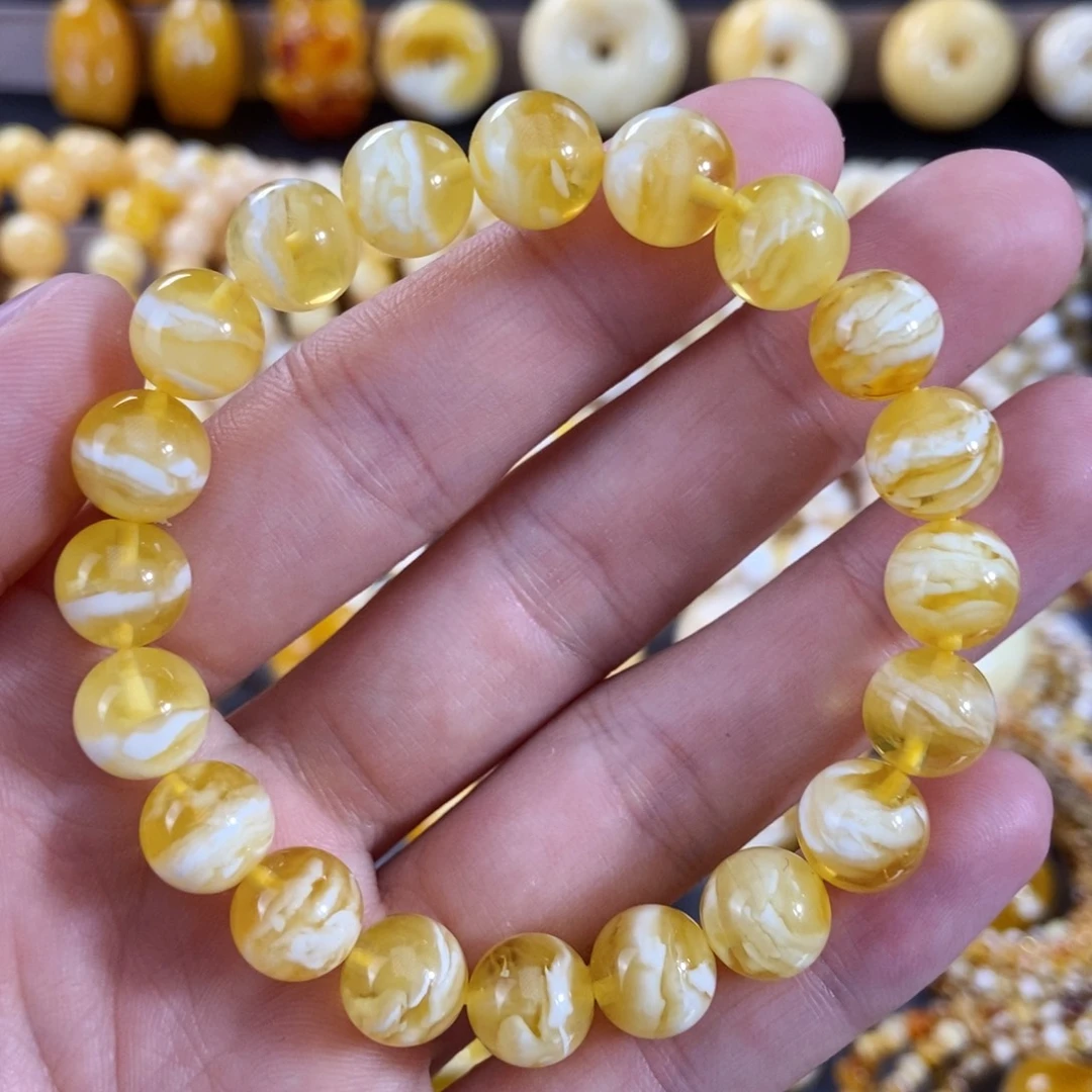 琥珀手链未镶嵌10+mm尺寸虎皮纹