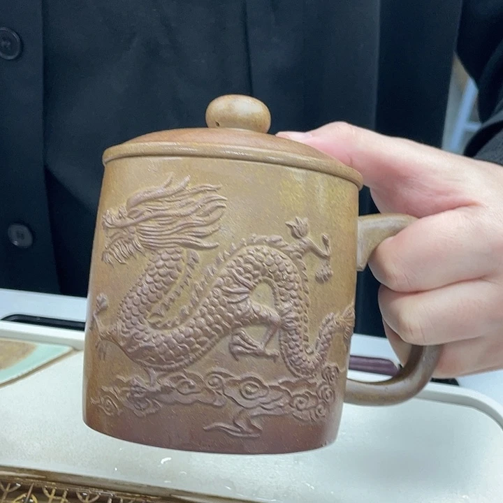 茶杯紫砂柴烧大龙杯盖杯700毫升左右