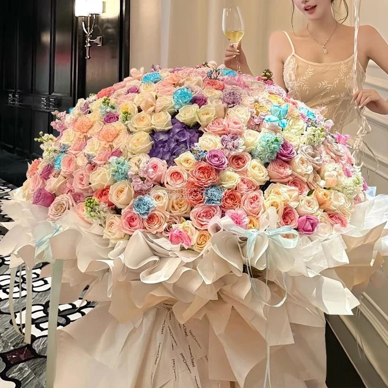 99/199/999朵520玫瑰混搭花束同城订花配送广州求婚订婚表白礼物