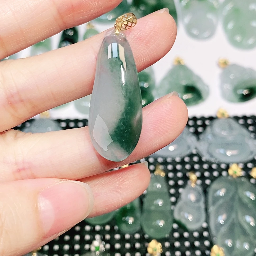 翡翠18K金镶嵌吊坠(不含链)