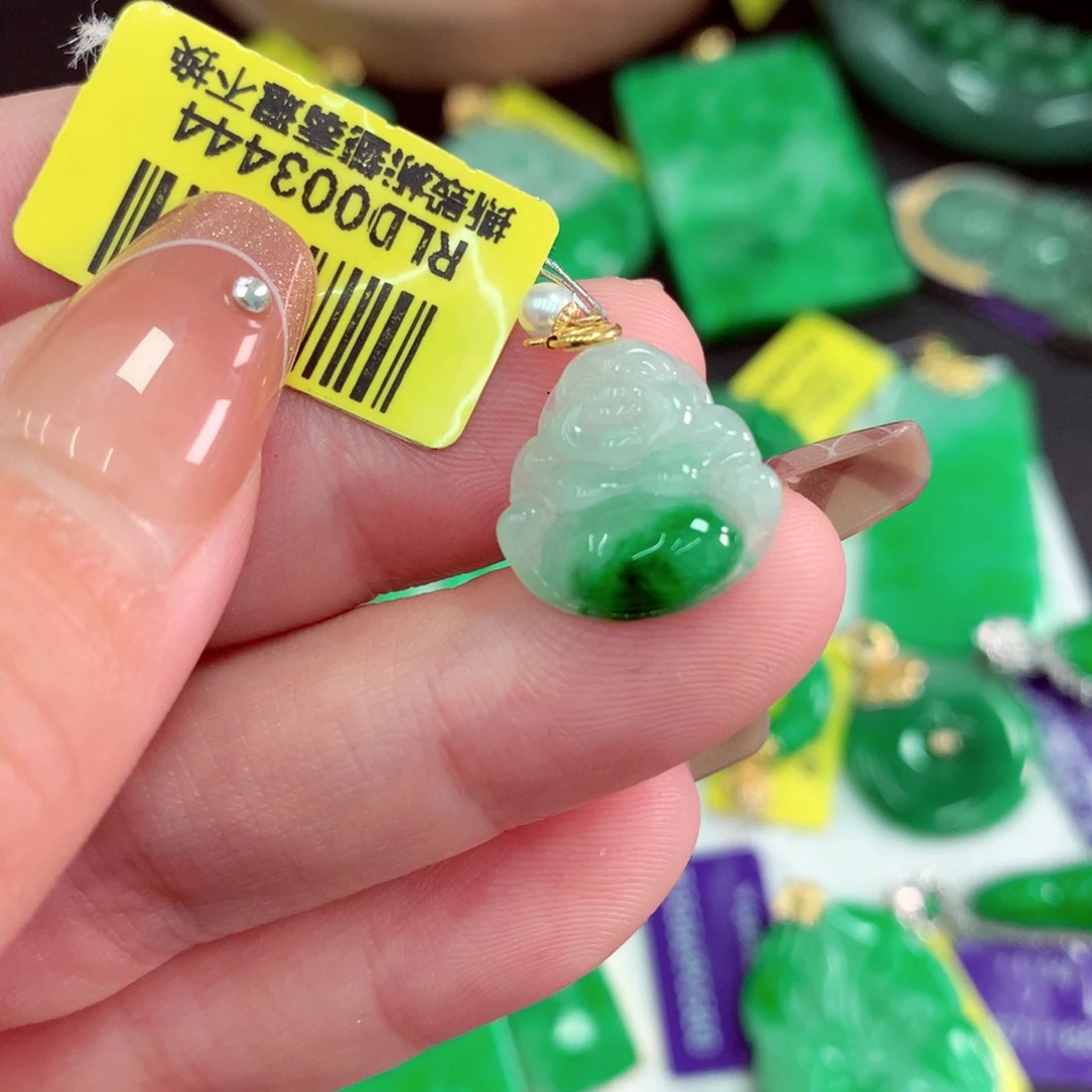 吊坠(不含链)18K金镶嵌翡翠