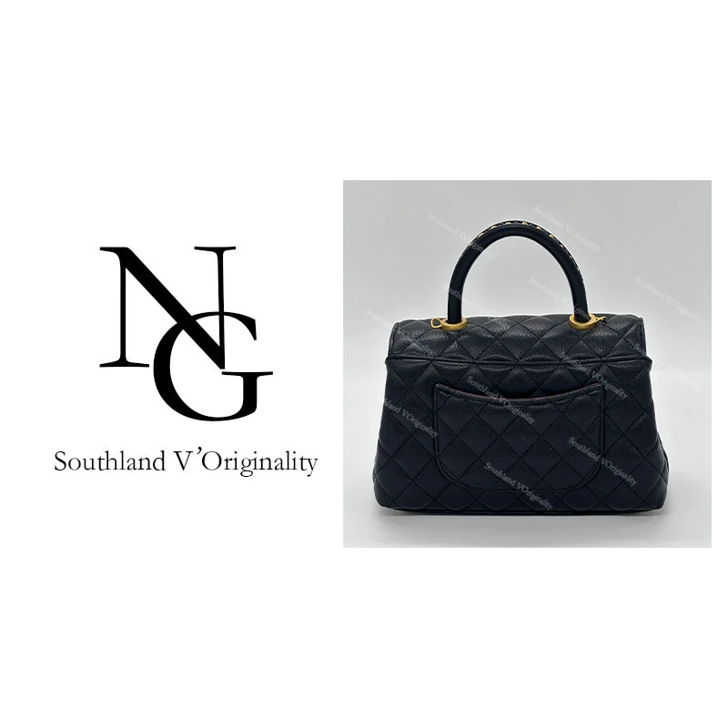 NG/23CM原创私定真皮包1134-手提菱格憨憨香-黑