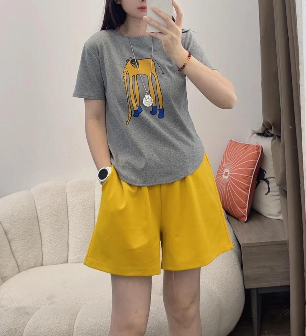 2025夏新款卡通t恤女显瘦长鼻子大象印花短袖上衣DYY2793