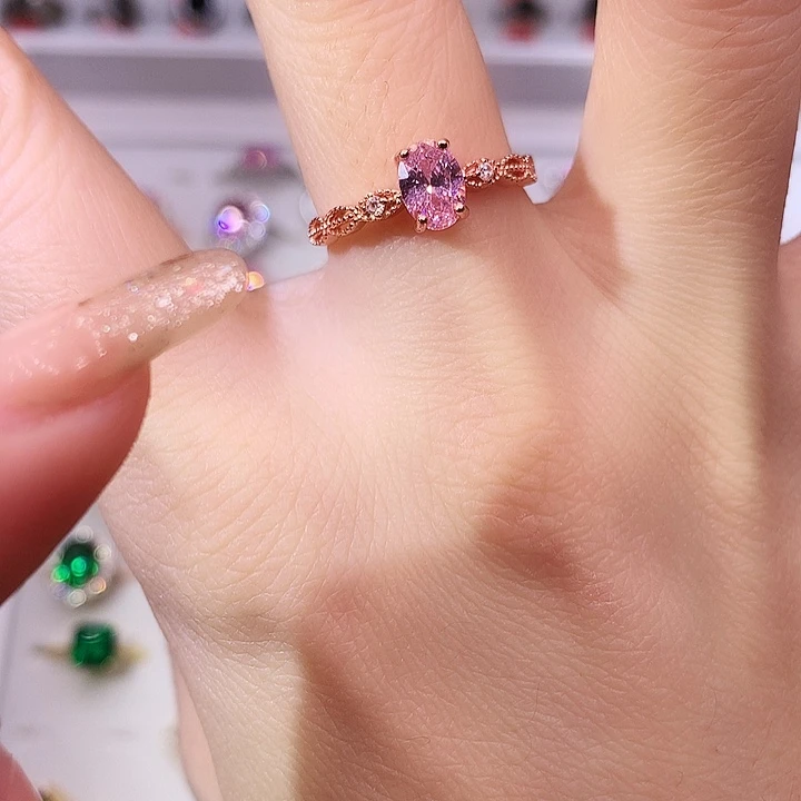 蓝宝石戒指银S925镶嵌