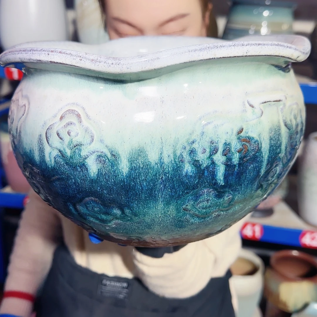 紫砂花盆高16口23