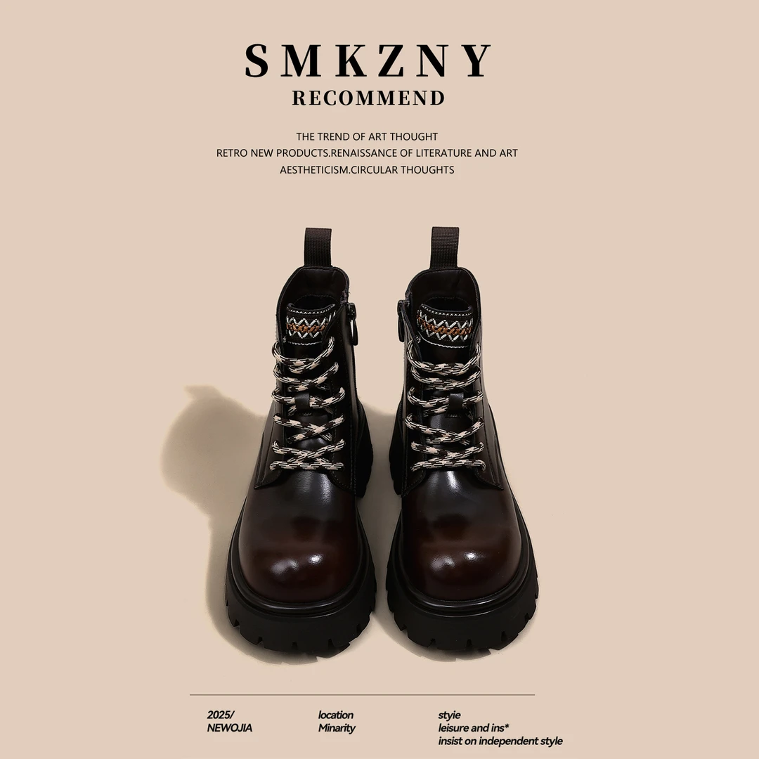 2025新款秋季爆款百搭女靴厚底增高马丁靴女休闲鞋舒适超轻潮流靴