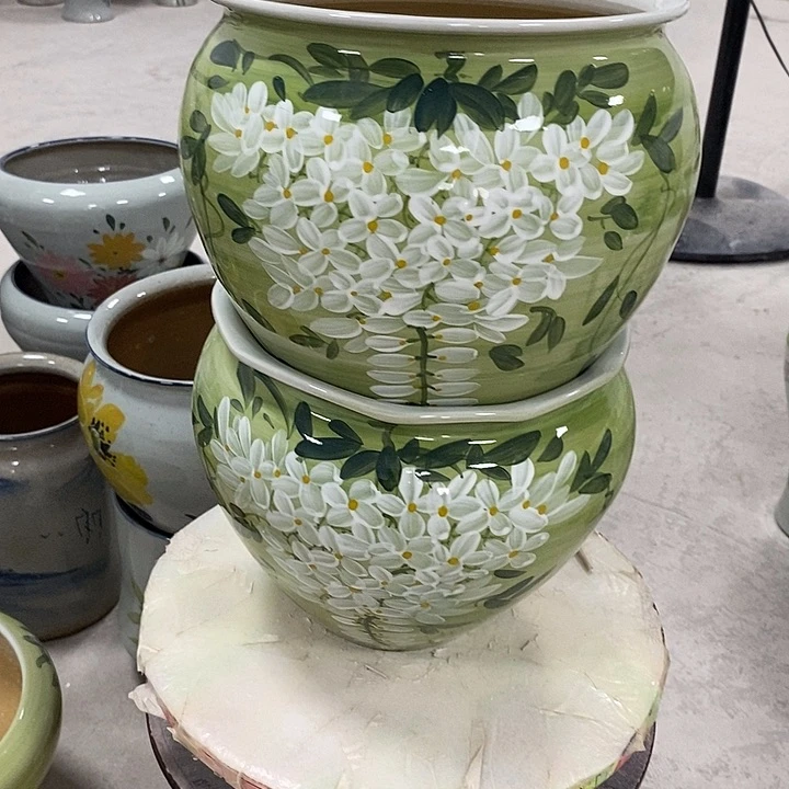 云***海摆件15xc景德镇陶瓷花盆微瑕