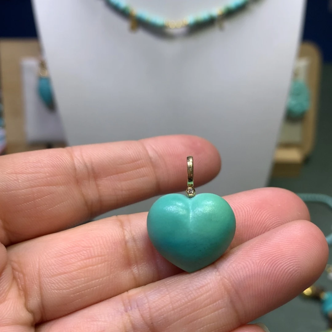 绿松石吊坠18K金镶嵌