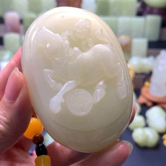 石材方解石手把件