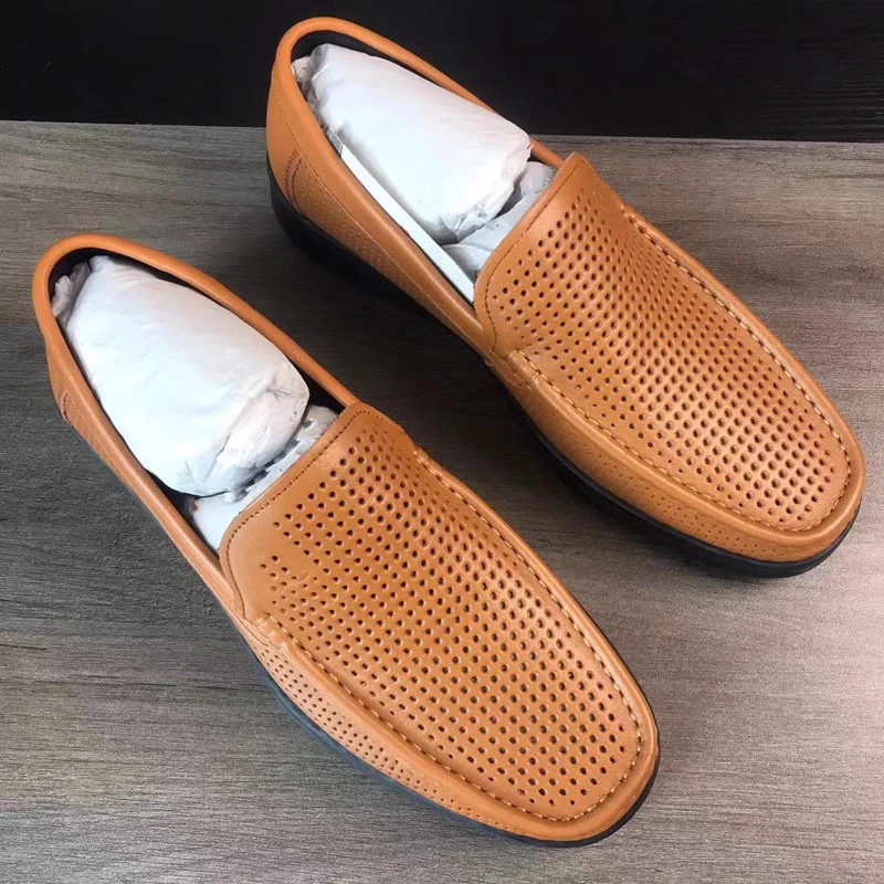 1997 梦商务皮鞋男春夏透气镂空皮鞋一脚蹬牛皮乐福鞋舒适软底鞋