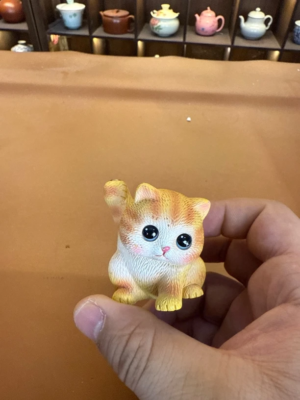 ZHTJ0045功夫小黄猫茶宠猫香插摆件适合书房禅意装饰